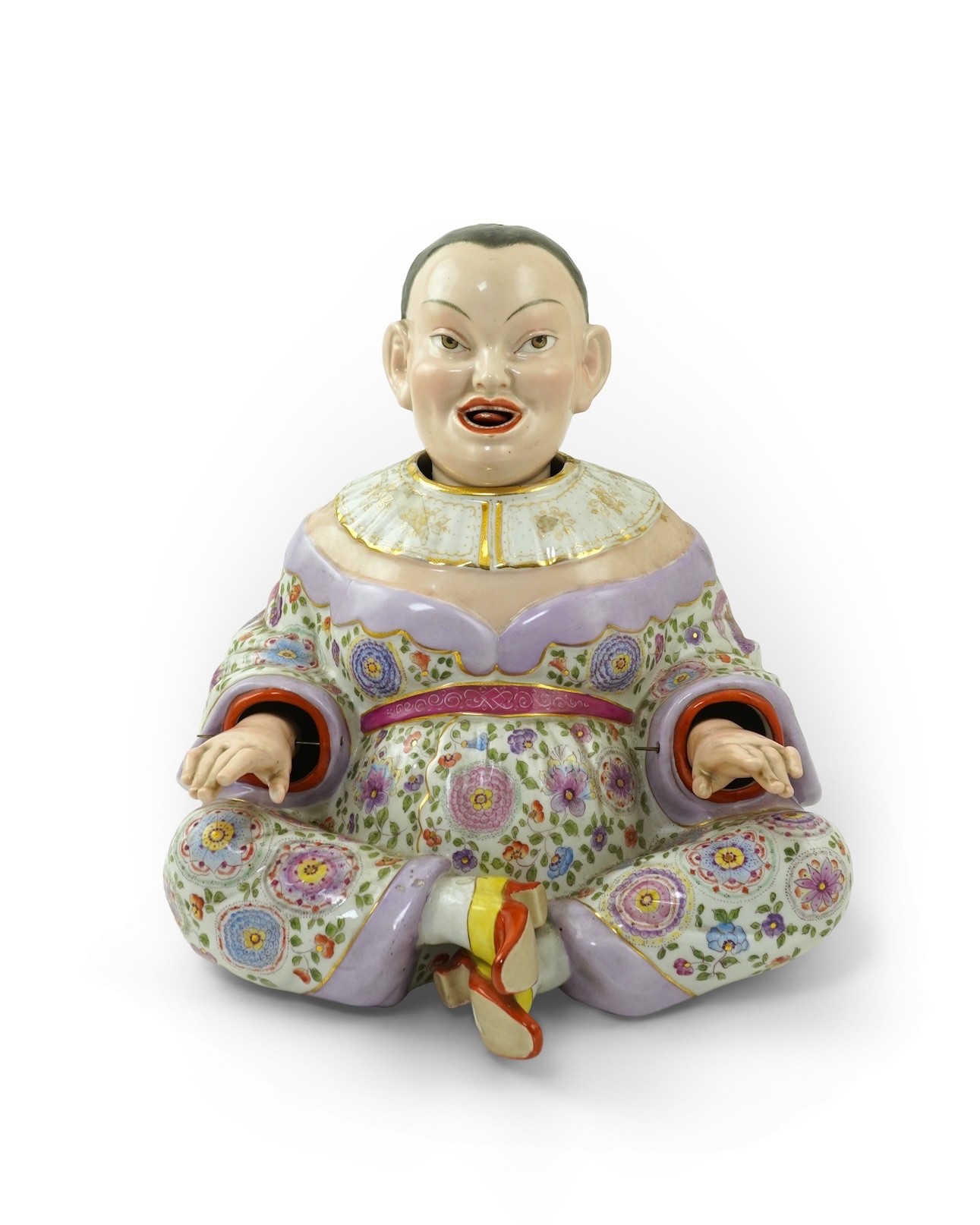A large Continental porcelain figure of a seated nodding Buddha, early 20th century